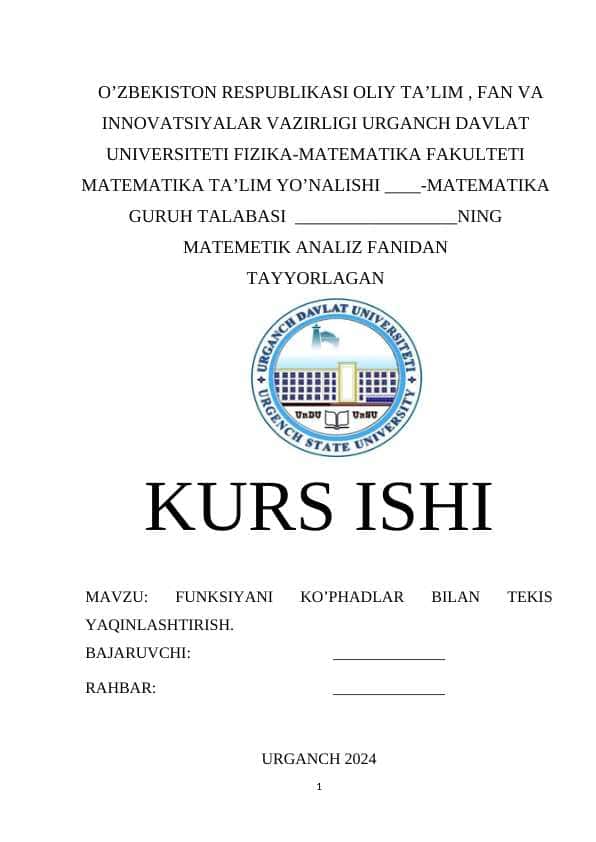 Funksiyani ko'phadlar bilan tekis yaqinlashtirish