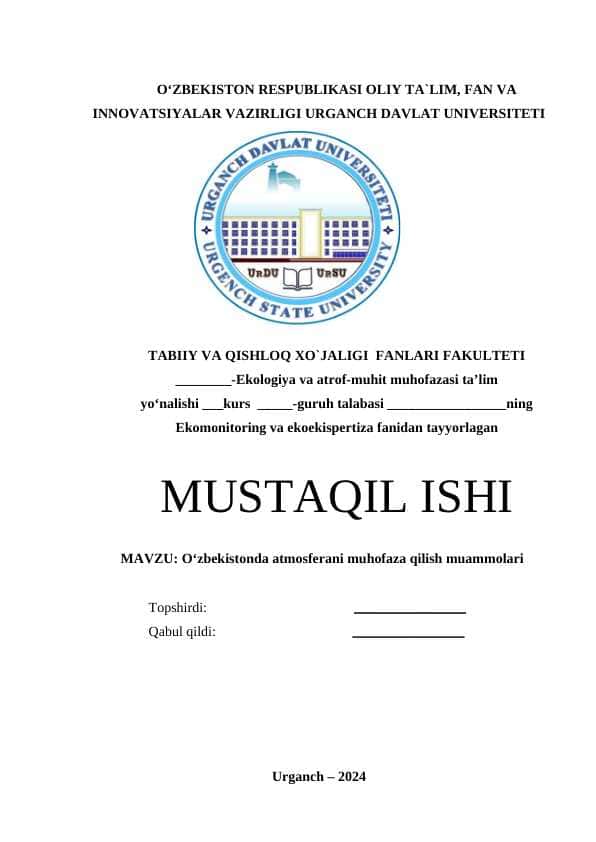 O'zbekistonda atmosferani muhofaza qilish muammolari