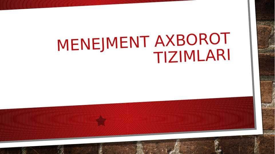 Menejment axborot tizimlari