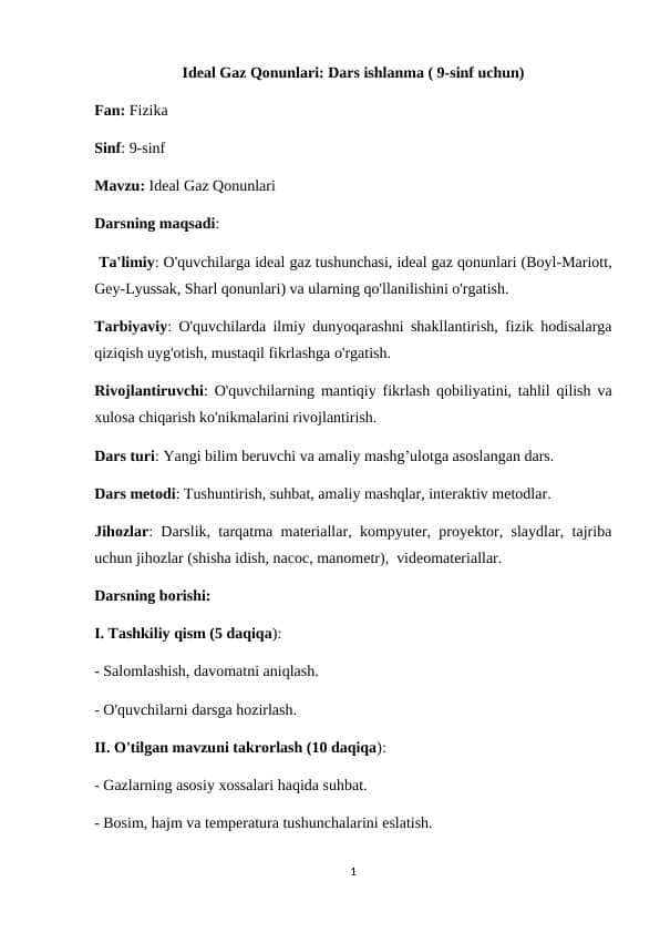 Ideal Gaz Qonunlari. dars ishlanma.docx