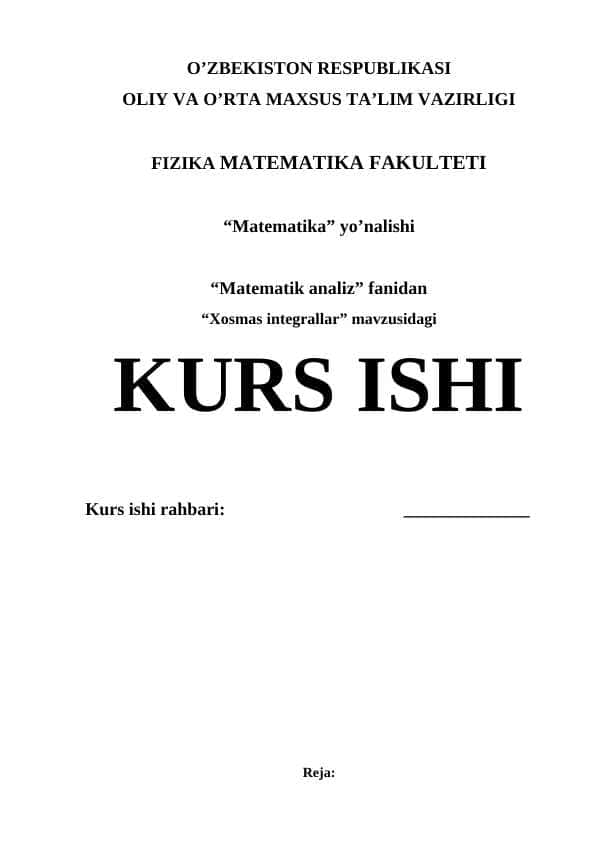 Xosmas integrallar