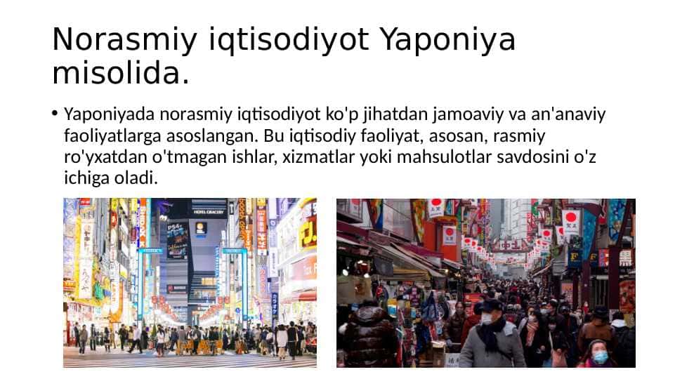 Norasmiy iqtisodiyot Yaponiya misolida.