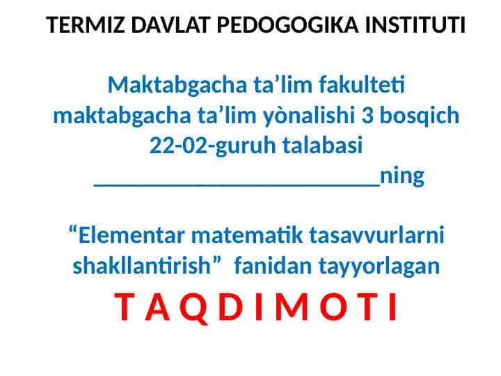 3-4 yoshli bolalarda miqdoriy tasavvurlarning o'ziga xos xususiyati