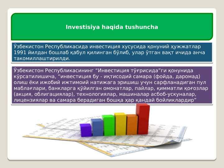 Investisiya haqida tushuncha