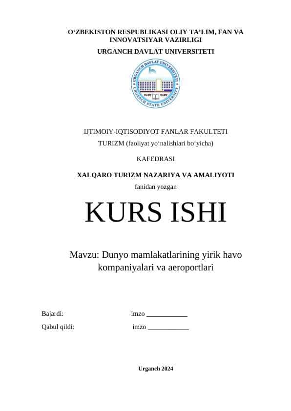 Dunyo mamlakatlarining yirik havo kompaniyalari va aeroportlari