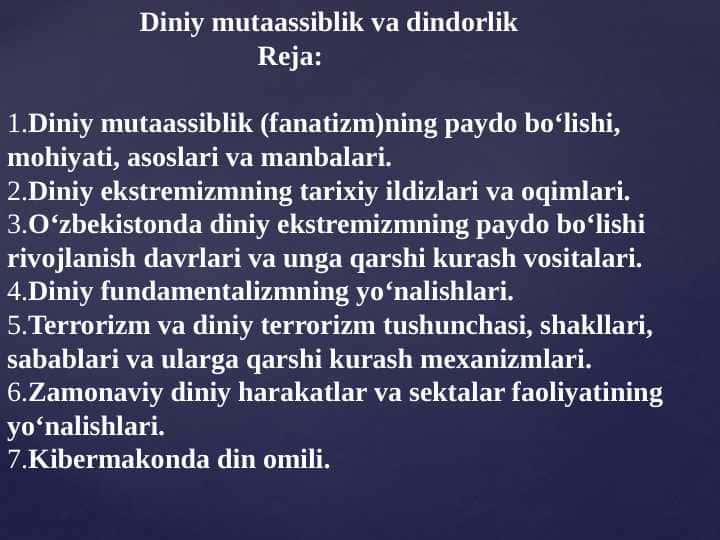 Diniy mutaassiblik va dindorlik pptx