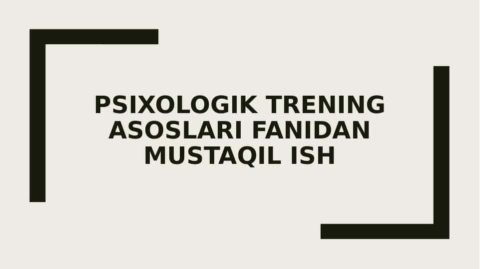Psixologik trening asoslari