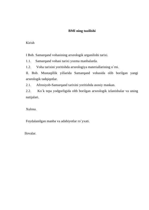 BMI ning tuzilishi