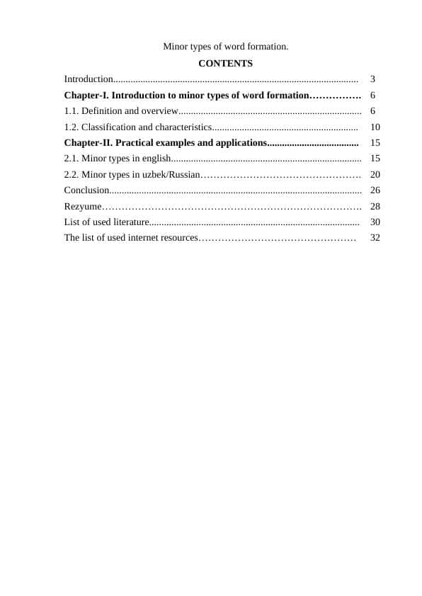 Minor types of word formation