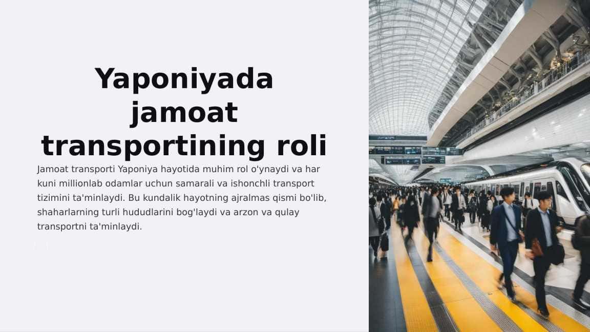 Yaponiyada jamoat transportining roli