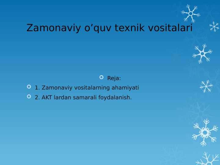 Zamonaviy o’quv texnik vositalari
