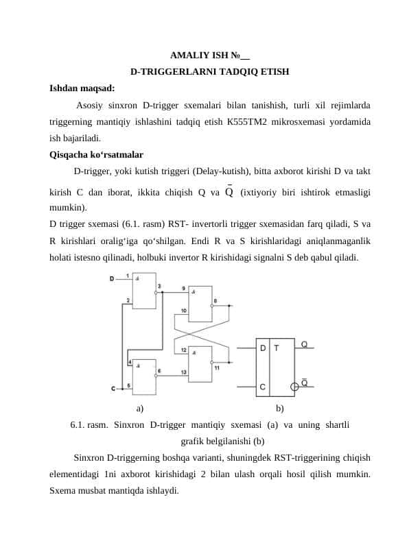 D-TRIGGERLARNI TADQIQ ETISH