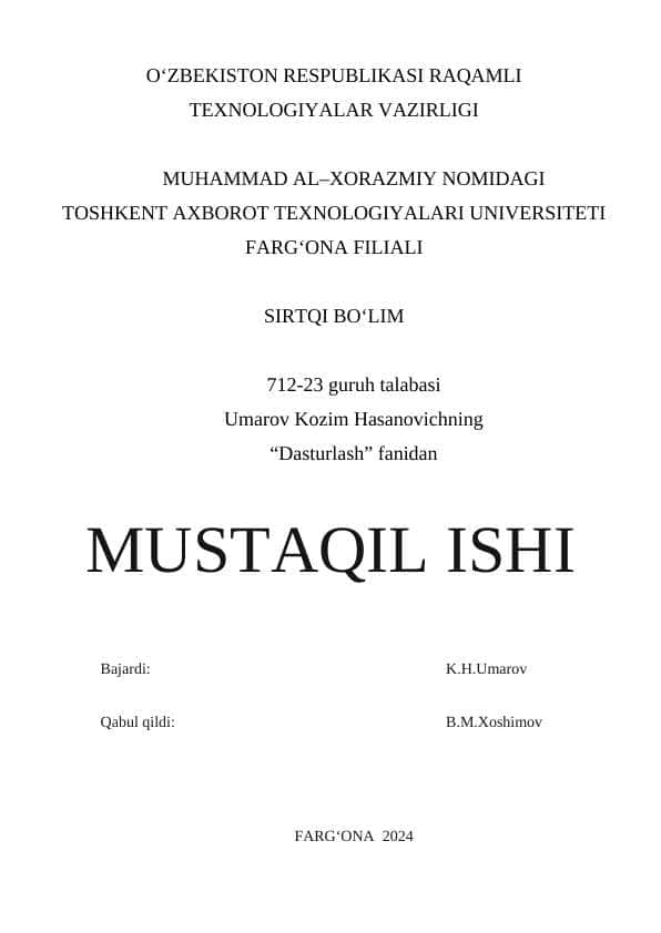 VEKTORLARNI TASHKIL ETISH