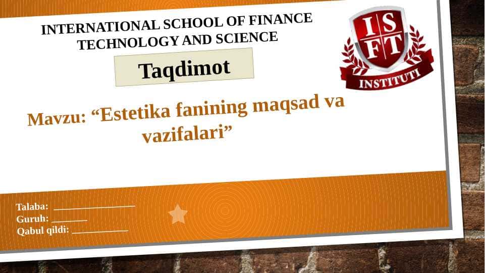 Estetika fanining maqsad va vazifalari.