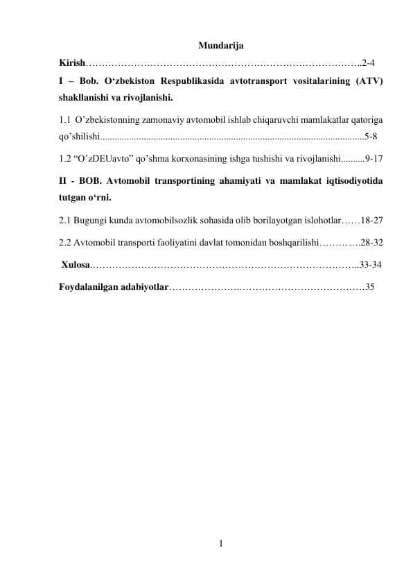 Kurs Ishi.Mustaqillikyillarida avtomabilsozlik
