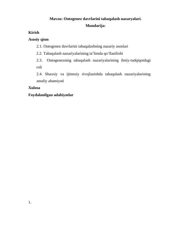 Ontogenez davrlarini tabaqalash nazaryalari