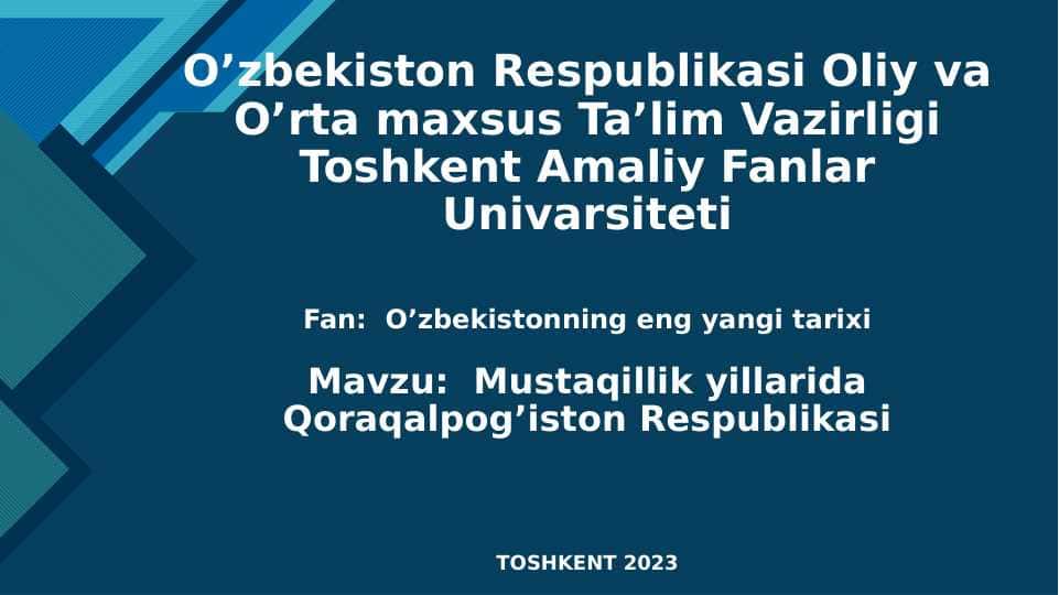 Mustaqillik yillarida Qoraqalpog’iston Respublikasi