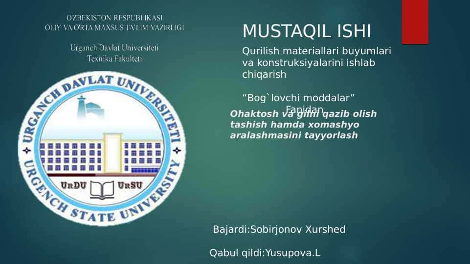 Ohaktosh va gilni qazib olish tashish hamda xomashyo aralashmasini tayyorlash