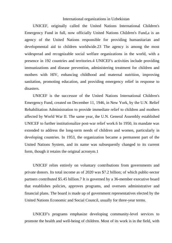 International organizations in Uzbekistan