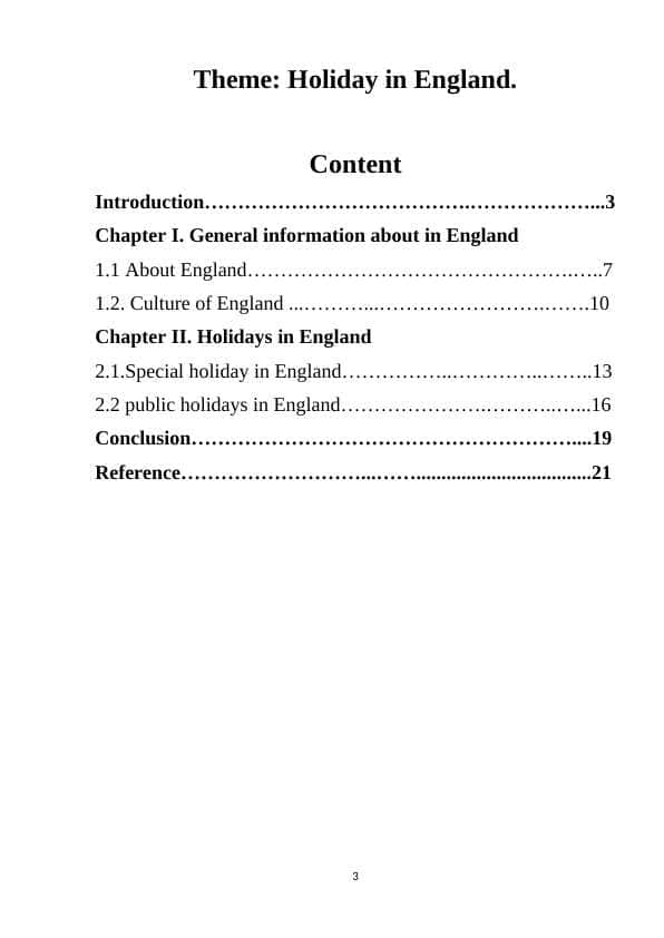 Holiday in England.