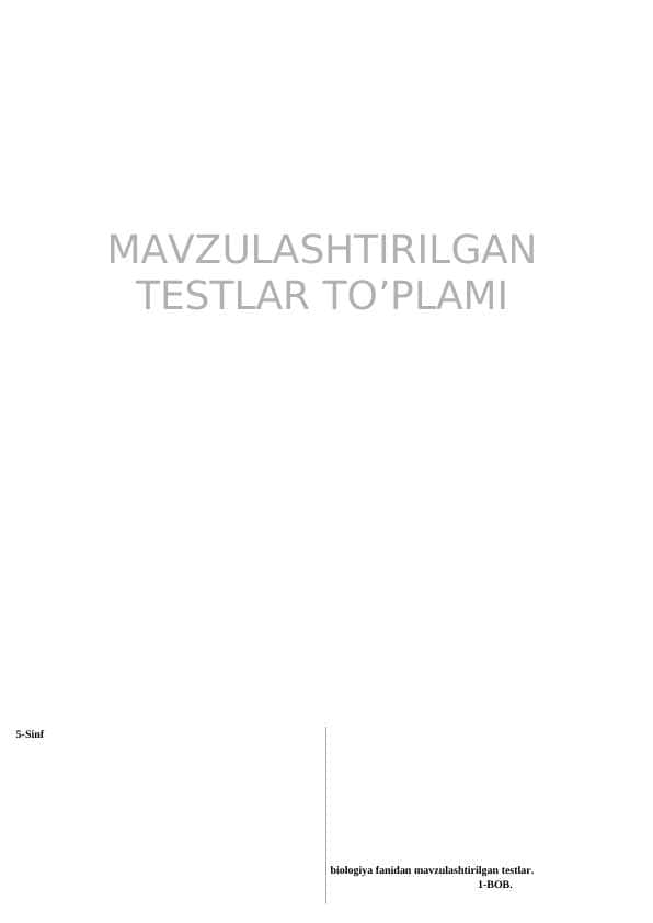 MAVZULASHTIRILGAN TESTLAR TO’PLAMI