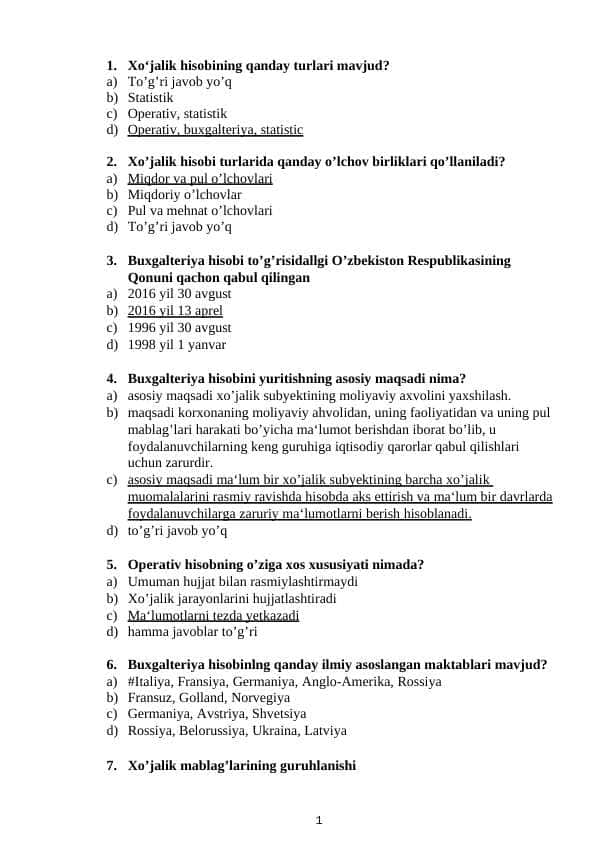 Buxgalteriya hisobidan test javoblar pptx