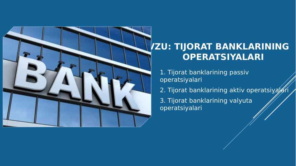 Tijorat banklarining operatsiyalari