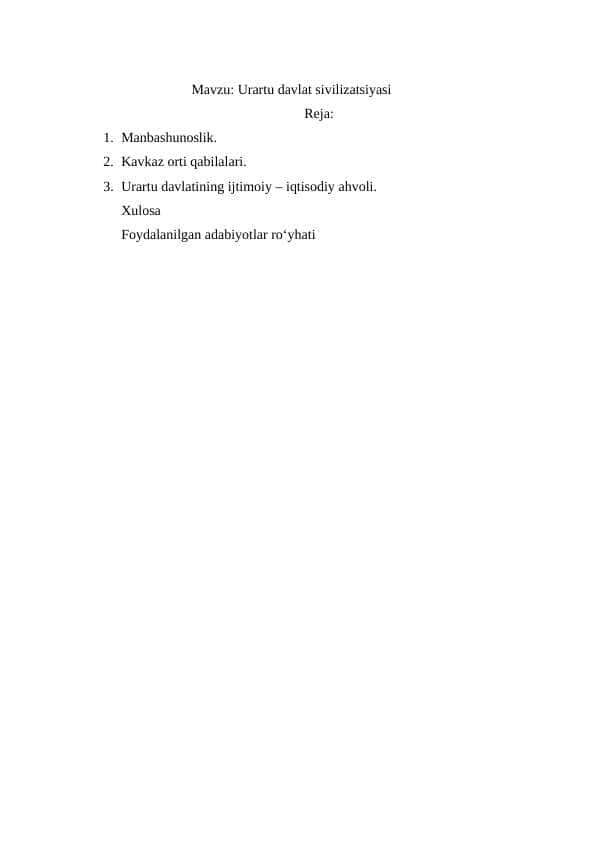 Urartu davlat sivilizatsiyasi