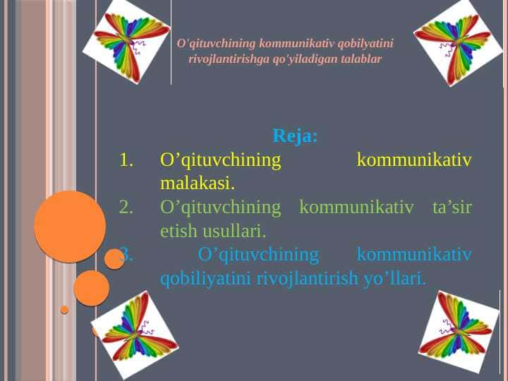 O'qituvchining kommunikativ qobilyatini rivojlantirishga qo'yiladigan talablar