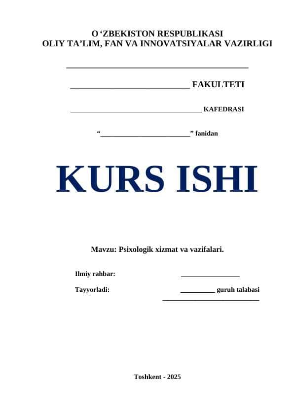 Psixologik xizmat va vazifalari