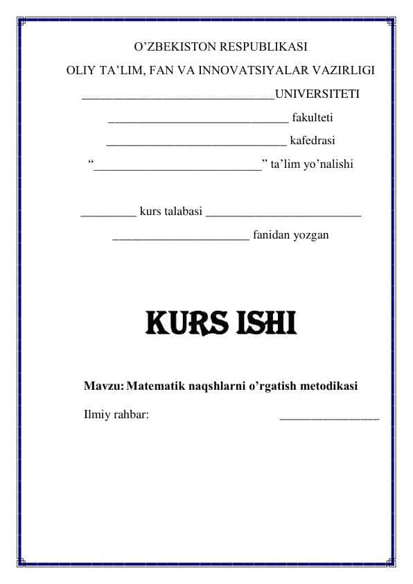 Matematik naqshlarni o’rgatish metodikasi