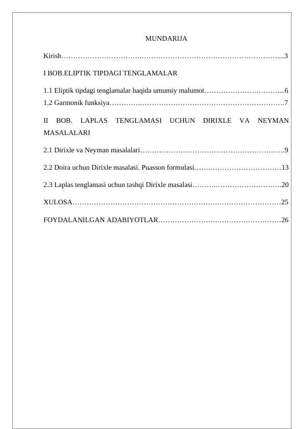 Laplas tenglamasi uchun Dirixle va Neyman masalalari
