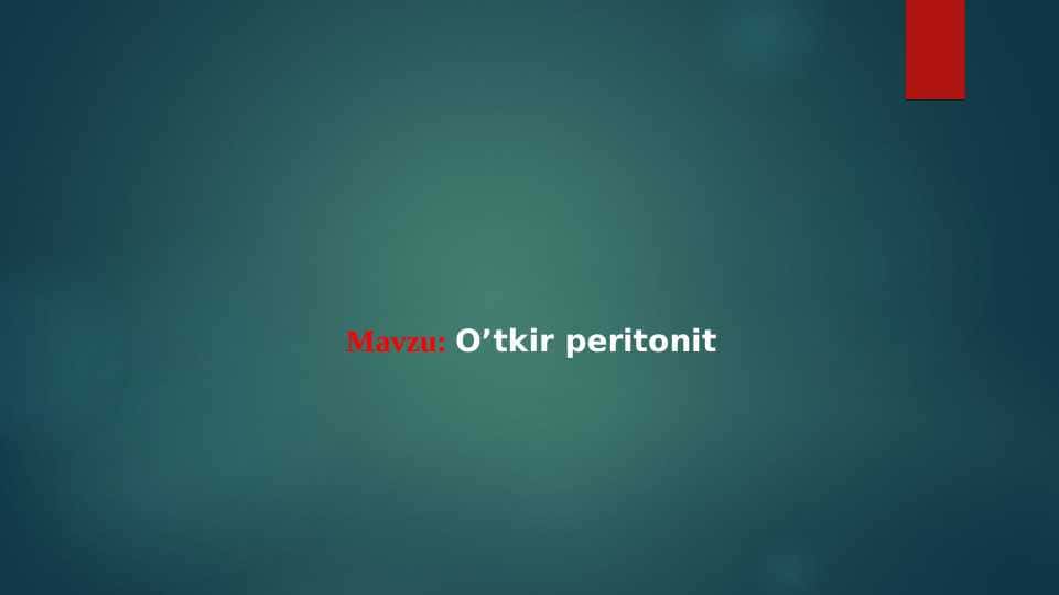 O’tkir peritonit