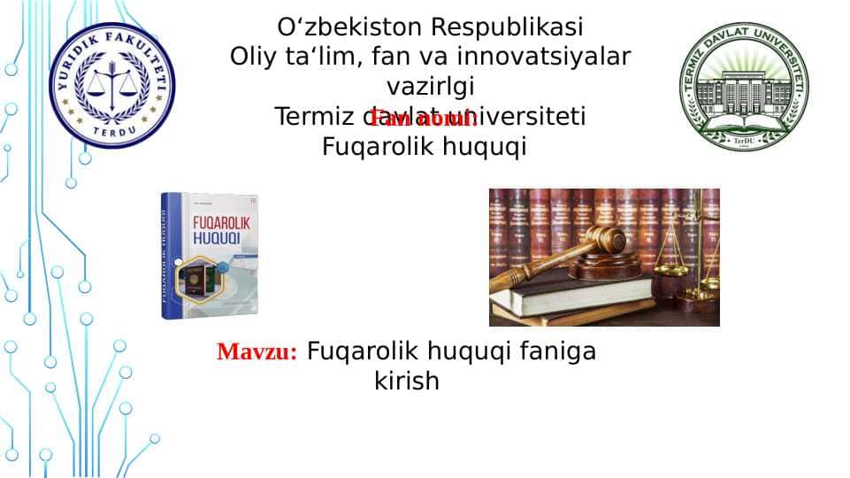 Fuqarolik huquqi faniga kirish