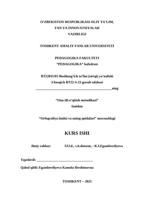 Orfografiya (imlo) va uning qoidalari