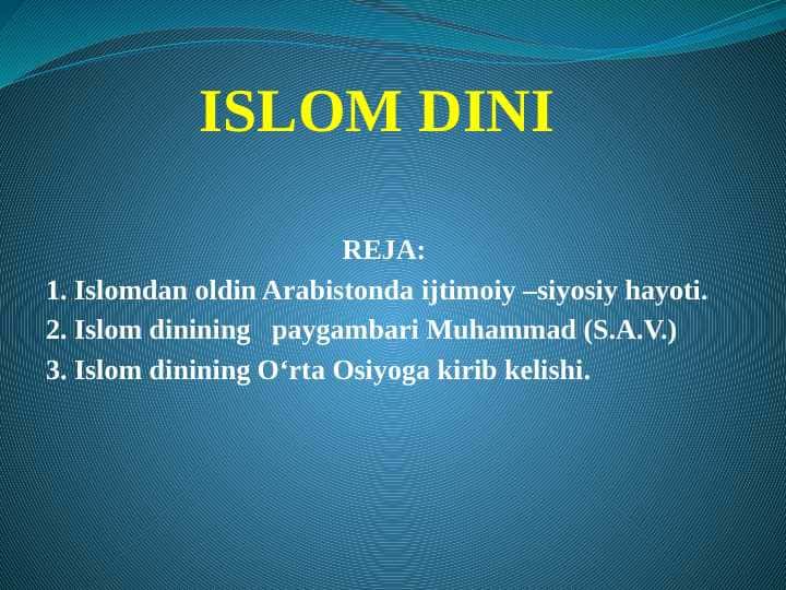 Islom dini (TAQDIMOT)