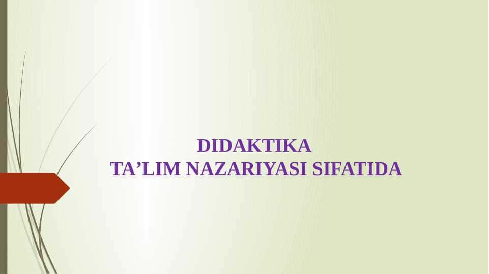 DIDAKTIKA TA’LIM NAZARIYASI SIFATIDA (taqdimot)