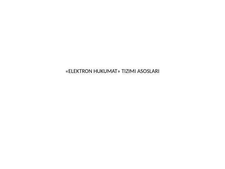 ELEKTRON HUKUMAT TIZIMI ASOSLARI