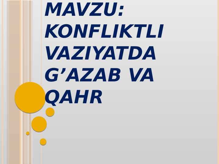 Konfliktli vaziyatda g’azab va qahr