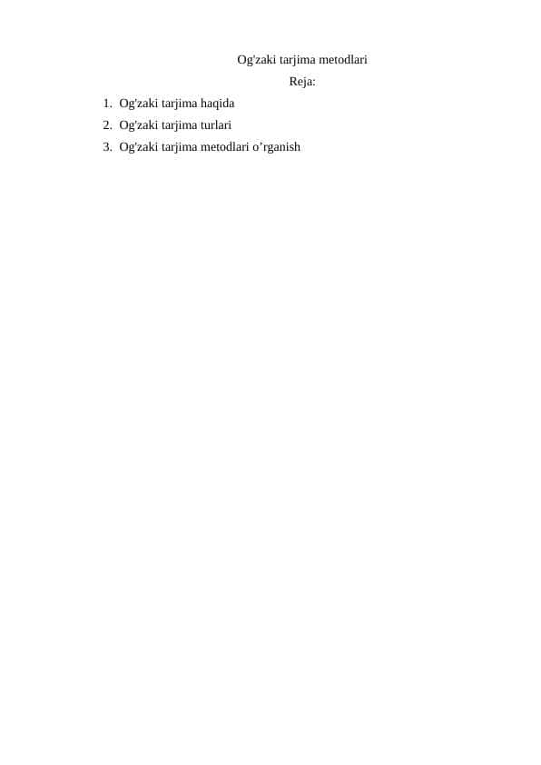 Og'zaki tarjima metodlari