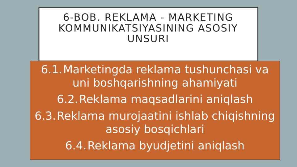 REKLAMA - MARKETING KOMMUNIKATSIYASINING ASOSIY UNSURI