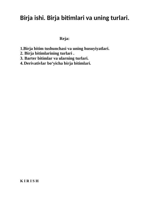 Birja ishi.