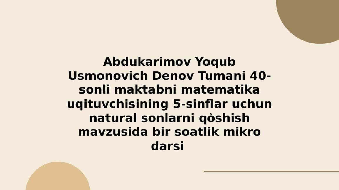 Natural sonlarni qo'shish taqdimot