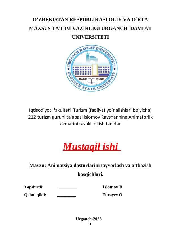 Animatsiya dasturlarini tayyorlash va o’tkazish bosqichlari.
