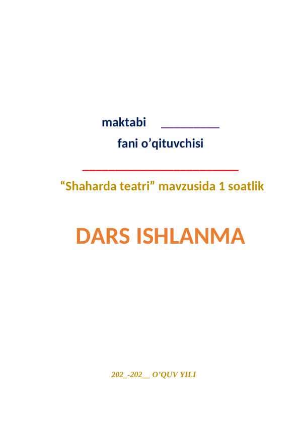 Teatr dars ishlanma
