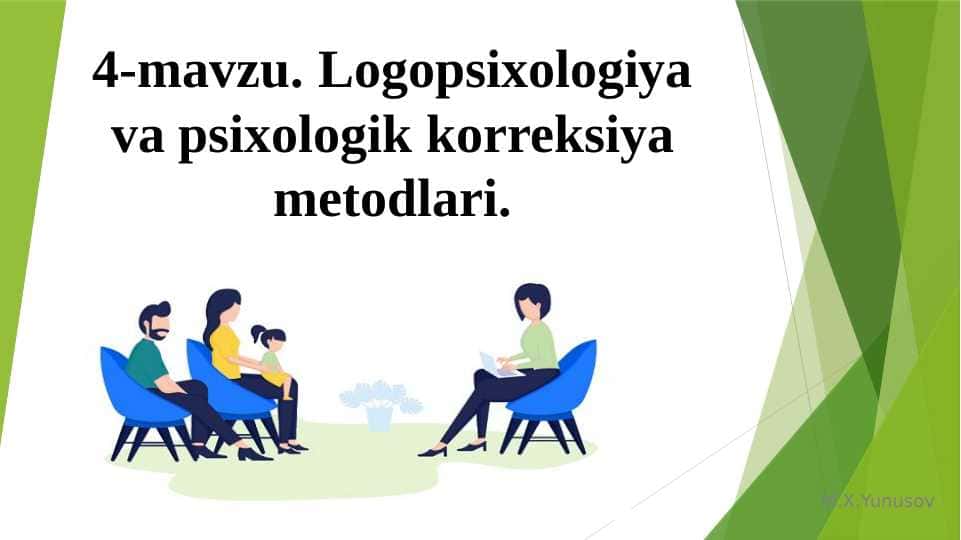 Logopsixologiya va psixologik korreksiya metodlari.