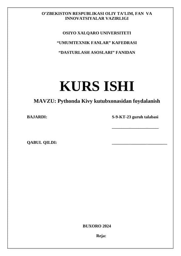 Pythonda Kivy kutubxonasidan foydalanish