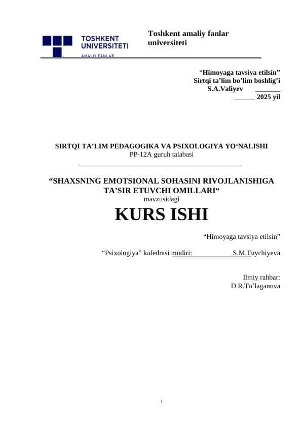 Shaxsning emotsional sohasini rivojlanishiga ta’sir etuvchi omillari