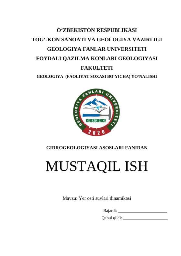 Yer osti suvlari dinamikasi