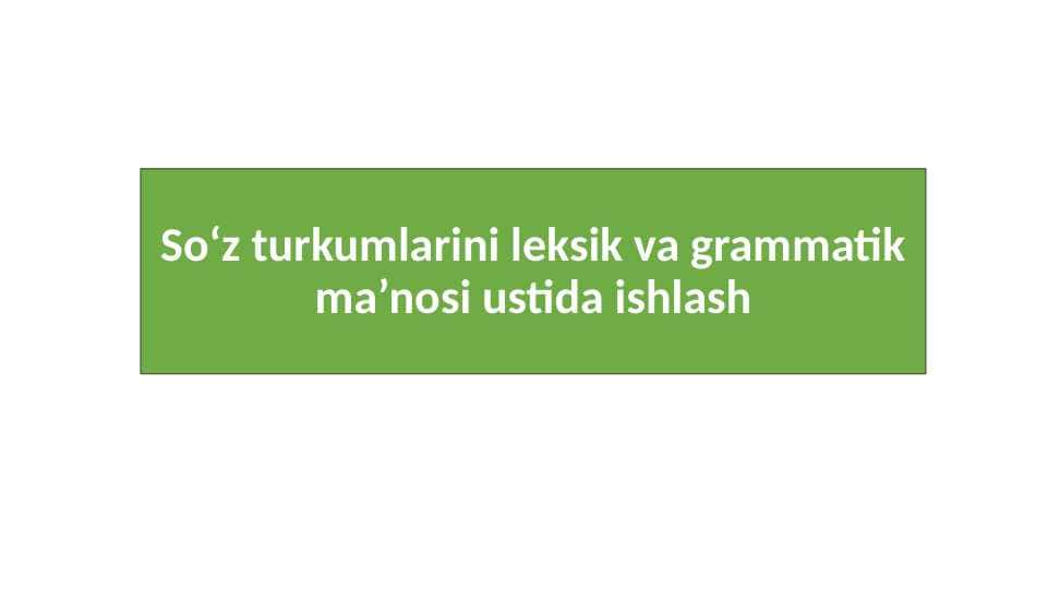 So‘z turkumlarini leksik va grammatik ma’nosi ustida ishlash